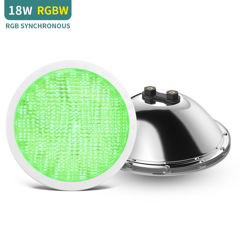 18W RGBW Synchronization Control Stainless Steel IP68 Par56 Led Swimming Pool Lights