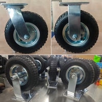 Roues à roulettes pneumatiques industrielles robustes de 8 pouces, roues en caoutchouc rempli d'air avec plaque supérieure pour chariot et chariot à roulettes d'extérieur
