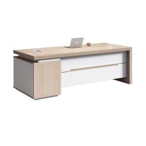 Escritorio Ejecutivo con Estante de Almacenamiento, Color Madera, Tablero de Melamina, Muebles de Oficina para Gerente, Estación de Trabajo YC-587 - Product Image 3