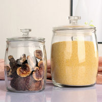 Pot alimentaire en verre borosilicate rond de haute qualité, 128 oz (1 gallon), anti-fuite, avec couvercles, en carton, pour usage en cuisine