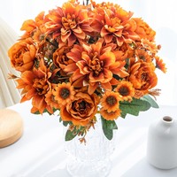 Bouquet floral de mariage en dahlias artificiels de style nordique, accessoire de photographie de mariage, art floral, décoration d'intérieur, fleur simulée