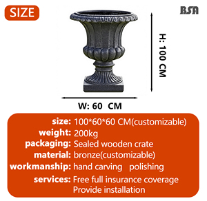 Macetas <span class=keywords><strong>de</strong></span> Flores <span class=keywords><strong>de</strong></span> Metal Fundido en Bronce Personalizadas, Jarrones <span class=keywords><strong>de</strong></span> Cobre y Esculturas para Decoración <span class=keywords><strong>de</strong></span> Patio - Product Image 3