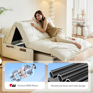 Genuine <strong>Leather</strong> Electric <strong>Sofa</strong> <strong>Bed</strong> Remote Recliner Sleeper Extendable Foldable Convertible Modern Soft <strong>Storage</strong> for School Hotels - Product Image 3