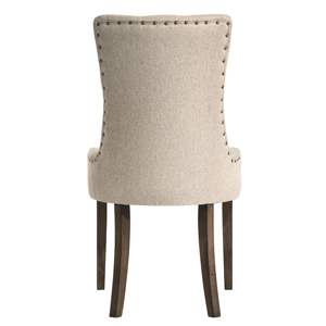 DB Home <b>Office</b> Arm <b>Chair</b> <b>Beige</b> and Weathered Oak Tufted Back Parson Set of 2 Antique Design Leather Furniture for Living Room - Product Image 3