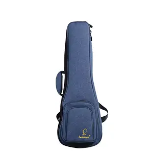 Ukulele Tasche mit Griff Doppel riemen Rucksack Ukulele Tasche Baumwoll material 15 mm Polsterung in blauer Farbe Ukulele Fall Fabrik