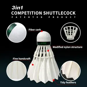 High Durable And Stable 3in1 Badminton Shuttlecock Goose Feather Class 1 Best Seller Dmantis D45 For Training