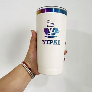 Vaso Térmico Holográfico Blanco y Negro de 20 oz, Taza de Café de Acero Inoxidable Aislada con Recubrimiento Arcoíris y Tapa - Product Image 2