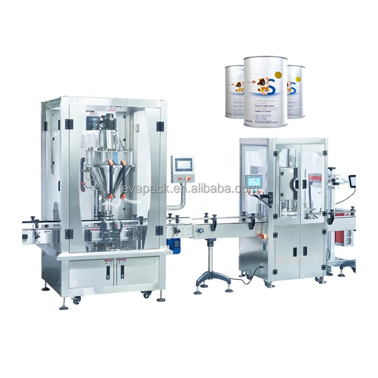 Auger Otomatis 500G-25Kg Tepung Susu Bubuk Mengisi Mesin Sealing Jalur Produksi Timah Paket Pengalengan untuk Kering Bayi Skim