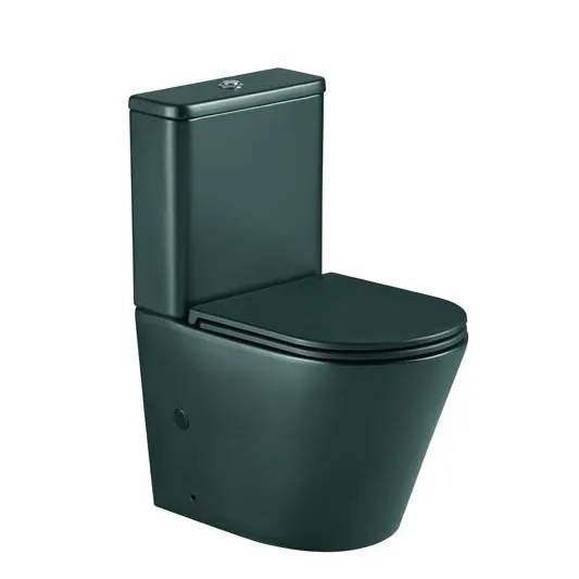 Floor Mounted Installation Type High Quality Two Piece WC Ceramic Toilets With Slow Down Seat Cover In Matte Green