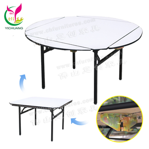 Mesas Redondas Plegables de Madera Contrachapada de Diseño Dos en Uno para Decoración de Salones de Bodas y Banquetes YC-T06 - Product Image 1