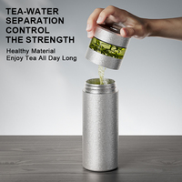 Thermos en titane pur 420+80ml avec affichage LED de la température, séparation du thé, finition cristalline 2-en-1, isolation thermique 12-24h, cadeau d'affaires