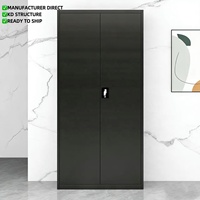Armoire de bureau noire étanche, casier à documents, armoire de classement à 2 portes en métal avec serrure à clés, design durable, rangement scolaire