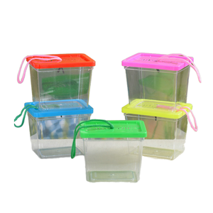 真新しい正方形プラスチック製ポータブル小型水槽ロープ付き魚の虫箱水生動物水族館アクセサリー - Product Image 6