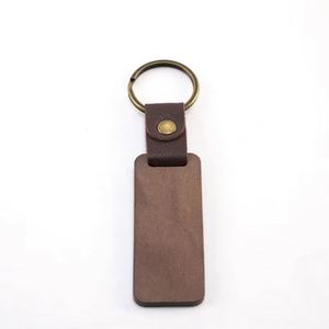 WSY896 Wholesale Wood Laser <b>Blanks</b> Key <b>Ring</b> Custom Leather Wood Key Chain DIY Wooden Keychain for Business Gift - Product Image 4