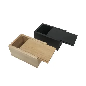 Natural Pine Wooden Box | Wood Storage Container with Sliding Lid