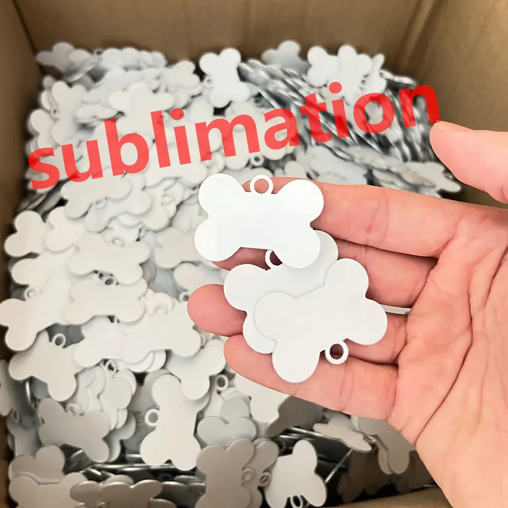 Sublimation Dog Tag Blank Aluminum White Sublimation Stamping Tag Pendants Double Sided Blank Stamping Metal Tags