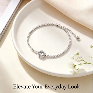 Dainty Tennis Chain <b>Bracelet</b> 18K Gold <b>Silver</b> Plated Stainless Steel Multi Shape CZ <b>Charm</b> Thin Wrist Chain <b>Bracelet</b> Jewelry Gift - Product Image 4
