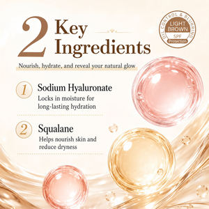 Icesea OEM/ODM Vente en gros Crème hydratante teintée longue durée SPF Peau grasse Contrôle du sébum Estompe les pores 3 teintes Crème BB légère 50g - Product Image 5