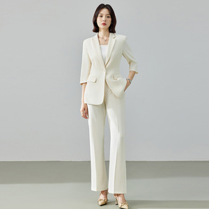 Mi Xing Women's Suit Set 2025 Summer Thin Style Solid Color Professional Formal Jacket Pants Set - Product Image 4