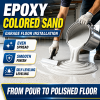 Revêtement de sol liquide auto-nivelant en résine époxy avec sable coloré, application facile, finition à brosser pour patio, balcon, garage, atelier