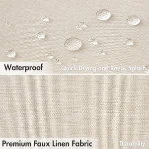 Rideau de douche en tissu imitation <span class=keywords><strong>lin</strong></span> imperméable et lavable, à bordure festonnée noire, résistant, avec 12 crochets métalliques pour salle de bain - Product Image 4