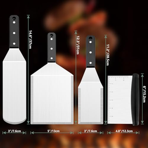 Spatule en acier inoxydable avec manche en plastique, résistante à la chaleur et antiadhésive, pour la cuisson, le barbecue, le service – crêpes, œufs, steak, poisson, dessert - Product Image 2