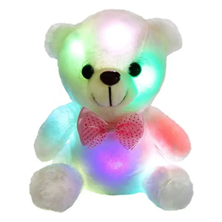 Teddy Bear Led Light Soft Toy Plush Light Toy Colorful Stuffed Plush Eco-friendly Carton White Bear Milk Plushie Bear Factory