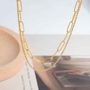 <span class=keywords><strong>Collier</strong></span> en acier inoxydable plaqué or 18 carats PVD personnalisé en gros, <span class=keywords><strong>collier</strong></span> à plusieurs couches, <span class=keywords><strong>collier</strong></span> à <span class=keywords><strong>double</strong></span> chaîne - Product Image 5