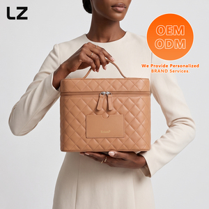 LZ - Estuche Organizador de Maquillaje Personalizado de Cuero PU con Espejo, Divisor Ajustable, Bolsa de Cosméticos Impermeable para Viaje, con Funda para Trolley, para Mujer - Product Image 6