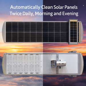 Lampione Stradale LED Solare Autopulente IP66 con <span class=keywords><strong>Design</strong></span> Antipolvere, Lampada da Esterno per Strade Alimentata a CC/CA/Batteria - Product Image 2