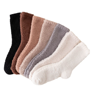 HY-2003 Solid Color Female <strong>Socks</strong> Winter <strong>Fuzzy</strong> <strong>Socks</strong> Indoor Floor Thick Coral Fleece <strong>Warm</strong> <strong>Socks</strong> - Product Image 1
