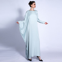 mat de couleur pure gauche manche normale fermeture à glissière conception chauve-souris droite abaya basique modeste