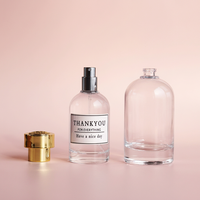 Botol Parfum Kaca Silinder Bening Warna Pink Laris Manis 30ml 50ml 100ml Tutup Emas Pompa Semprot dengan Kotak Tabung Elegan untuk Wanita