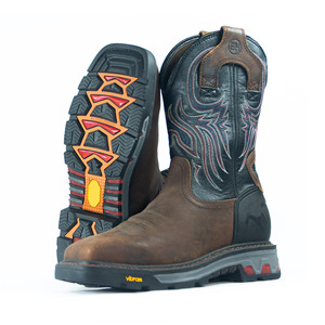 Botas de Trabajo de Seguridad de Alta Calidad para Hombre de 8 Pulgadas con Punta Cuadrada, Estilo Vaquero Occidental Patriótico y Cuero de Plena Flor Aceitado - Product Image 2