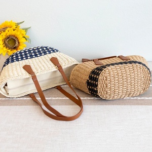 Bolso <span class=keywords><strong>de</strong></span> paja hecho a mano para mujer, bolso <span class=keywords><strong>de</strong></span> mano tejido para la playa <span class=keywords><strong>de</strong></span> verano con asa <span class=keywords><strong>de</strong></span> cuero PU, bolso <span class=keywords><strong>de</strong></span> hombro <span class=keywords><strong>de</strong></span> ratán ecológico, bolso <span class=keywords><strong>de</strong></span> compras. - Product Image 6