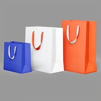 Sac cadeau en papier d'art classique de luxe avec logo personnalisé, ruban laminé, recyclable, personnalisable pour l'emballage de chaussures et de vêtements