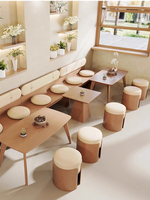 Café commercial Salon Table de réception Tables et chaises en bois Banc de canapé pour salle à manger Hôtel Bubble Tea Utilisation Réceptionniste dans le hall de l'hôtel