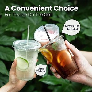 Gobelets en plastique transparent de 9 oz avec couvercles plats, gobelets jetables pour café glacé, gobelets sans BPA pour fête, stand de limonade, boissons froides - Product Image 3