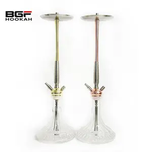 Hookah Lounge Shisha Cafe Golden 30 inci 75CM, Set rokok Hookah besar Narguile Shisha dengan konektor satu selang