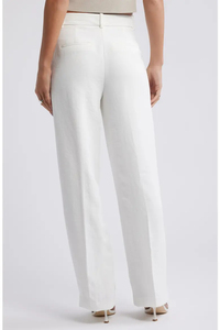 Costume pantalon femme en laine et polyester blanc, couleur unie, col cranté, manches longues, bouton unique, anti-plis, longueur standard - Product Image 2