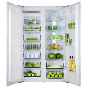 Source Factory Edelstahl Eingebauter Kühlschrank EU-zertifizierter elektrischer gewerblicher Kühlschrank nebeneinander mit französischer Tür
