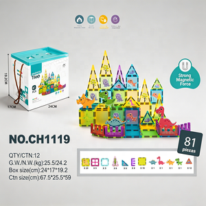81 pièces <span class=keywords><strong>de</strong></span> blocs <span class=keywords><strong>de</strong></span> <span class=keywords><strong>construction</strong></span> magnétiques colorés sur le thème des dinosaures, 7,5 cm, jouet éducatif STEM DIY pour enfants <span class=keywords><strong>de</strong></span> 3 ans et plus, commandes en gros - Product Image 3