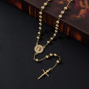 Joyería religiosa personalizada, collar con colgante <span class=keywords><strong>de</strong></span> circón <span class=keywords><strong>DE</strong></span> LA <span class=keywords><strong>Virgen</strong></span> <span class=keywords><strong>de</strong></span> <span class=keywords><strong>Guadalupe</strong></span>, collar con Cruz <span class=keywords><strong>de</strong></span> Rosario chapado en oro <span class=keywords><strong>de</strong></span> 14K <span class=keywords><strong>de</strong></span> María - Product Image 2
