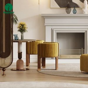 Moontree Modern Wabi Sabi Japandi Dine Silla <span class=keywords><strong>de</strong></span> madera maciza Camel Terciopelo Tapicería Entrega Costo Muebles <span class=keywords><strong>de</strong></span> comedor - Product Image 4