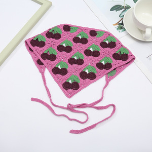 Crochet Hair Bandana Head fazzoletto Little cherry Crochet Bandana sciarpe fascia <span class=keywords><strong>per</strong></span> capelli sciarpa <span class=keywords><strong>per</strong></span> capelli lavorata a maglia Headwrap <span class=keywords><strong>per</strong></span> le donne ragazze - Product Image 6