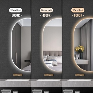 <span class=keywords><strong>กระจก</strong></span>ห้องน้ำทรงรีสมัยใหม่พร้อมไฟ LED เลนส์กระจกป้องกันฝ้า ติดผนัง สำหรับใช้ตกแต่งห้องน้ำในโรงแรม บ้าน ร้านเสริมสวย - Product Image 4