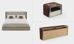 Modern <strong>High</strong> Quality Cream Leather Cover Nightstand Bedroom Furniture Bed Stand Small One Drawer Wooden <strong>Bedside</strong> <strong>Tables</strong> - Product Image 6