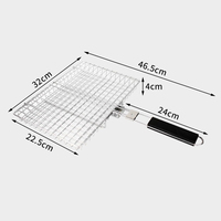 Cesta de Grelhar Antiaderente Dobrável para Churrasco, Cesta para Grelhar Peixe, Legumes, Bife e Carne com Cabo Longo e Escova