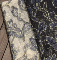 Vente directe usine – Nouvelle broderie florale en fil d'or respirant style Hanfu chinois ancien, garniture en dentelle tricotée en maille