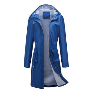 <strong>Women's</strong> Waterproof Lightweight Rain Jacket Formal <strong>Blazer</strong>-Style Windbreaker With Zipper Closure Casual Outdoor Hooded Trench Coat - Product Image 6
